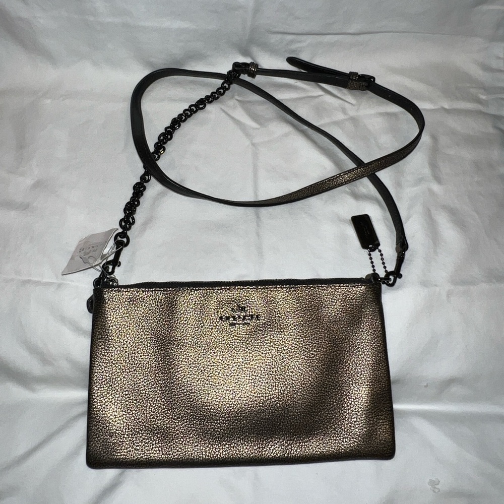 NWT Coach- Kylie Cross Body Metallic Leather